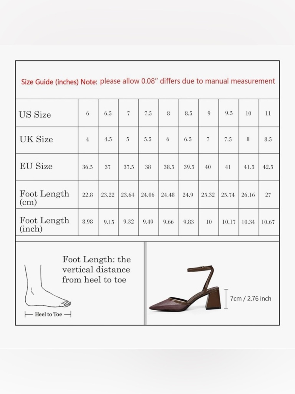 QIY Closed Toe Heels for Women Ankle Strap Pointed Toe Slingback - Picture 5 of 6